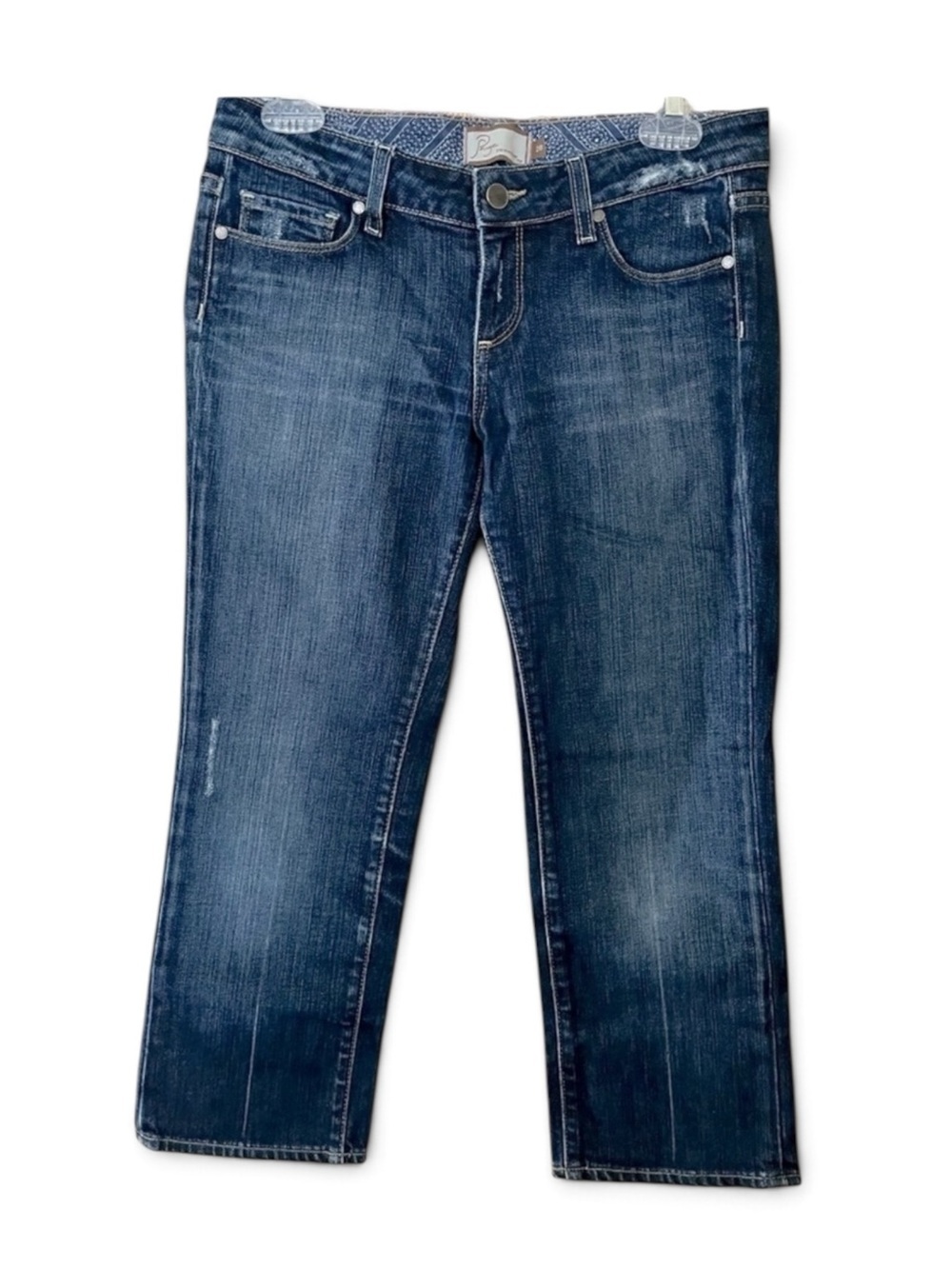 Paige Laurel Canyon Embroidered Cropped Jeans Capris
